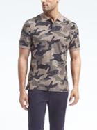 Banana Republic Mens Pique Camo Print Polo - Gray Texture
