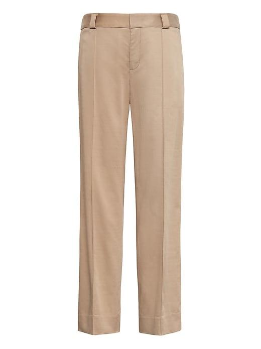 Banana Republic Womens Logan Trouser-fit Cropped Sateen Pant Golden Beige Size 10