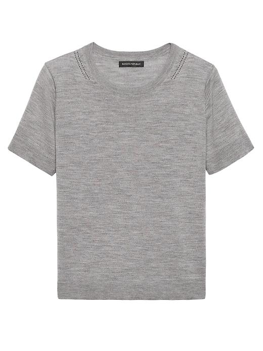 Banana Republic Womens Machine-washable Merino Short-sleeve Crew Heather Gray Size M