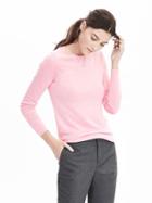 Banana Republic Womens Petite Extra-fine Merino Crew Sweater-neck Sweater Light Pink Size Xs