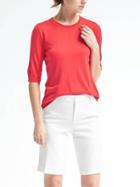 Banana Republic Silk Cashmere Elbow Sleeve Pullover - Coral Glory