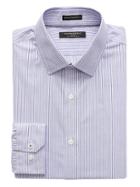 Banana Republic Mens Camden Standard-fit Non-iron Stripe Shirt Voltage Blue Size Xs