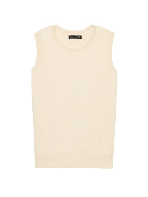 Banana Republic Womens Stretch-cotton Sweater Shell Sand Size Xl