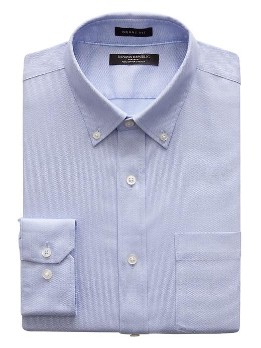 Banana Republic Mens Grant Slim-fit Non-iron Oxford Shirt Basic Blue Size Xl