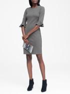 Banana Republic Womens Ponte Flutter-sleeve Dress Dark Charcoal Gray Size 0