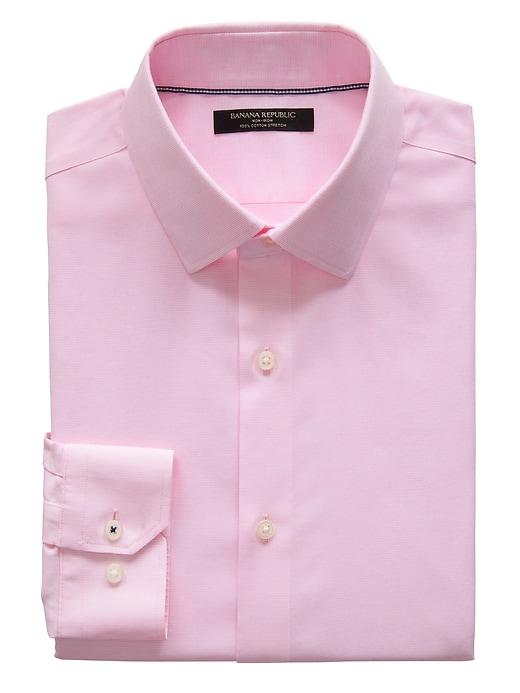 Banana Republic Mens Camden Standard-fit Non-iron Solid Shirt Fresco Pink Size L