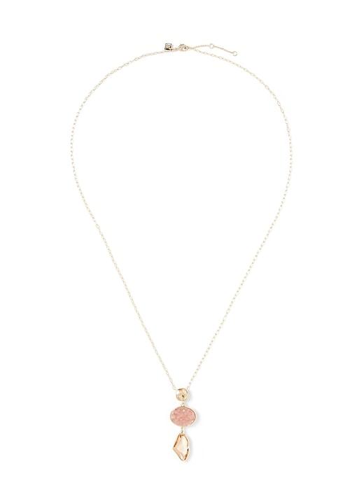 Banana Republic Womens Soft Stones Long Pendant Necklace Soft Pink Size One Size