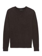 Banana Republic Mens Extra-fine Italian Merino Woolv-neck Sweater Rich Chocolate Brown Size Xs