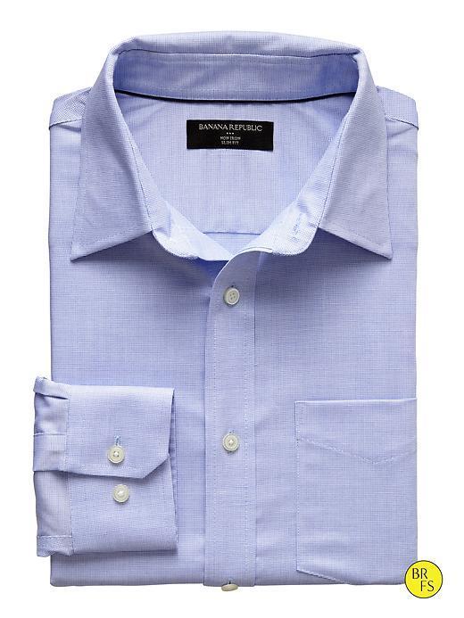 Banana Republic Factory Slim Fit Non Iron Pocket Shirt - Sky Blue