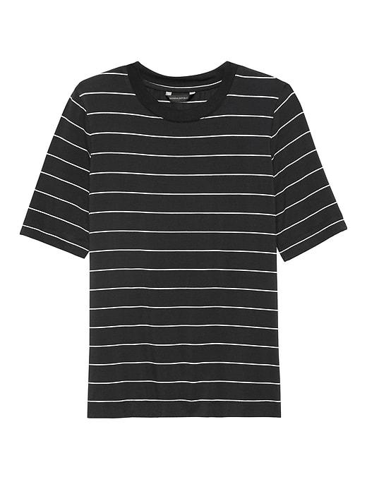 Banana Republic Womens Soft Stretch Crew-neck T-shirt Black & White Size M