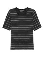 Banana Republic Womens Soft Stretch Crew-neck T-shirt Black & White Size M