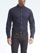 Banana Republic Mens Grant Fit Stretch Military Shirt - Navy Star