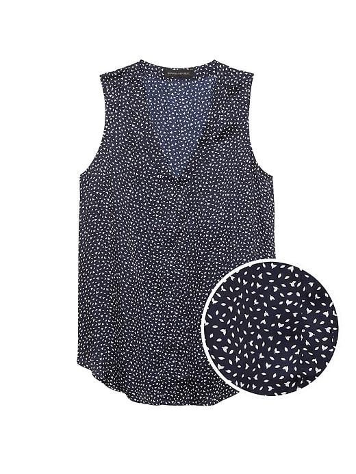 Banana Republic Leaf Print Sleeveless V-neck Top
