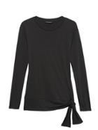 Banana Republic Womens Sandwash Modal Blend Tie-hem T-shirt Black Size Xs