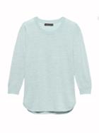 Banana Republic Womens Machine-washable Merino Curved-hem Sweater Heather Light Blue Size M