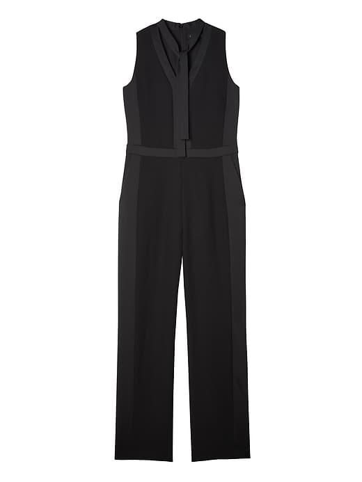 Banana Republic Womens Tie-neck Tuxedo Jumpsuit Black Size 6