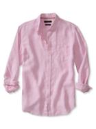 Banana Republic Mens Camden Fit Solid Linen Shirt Size L Tall - Pink