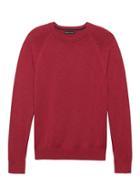 Banana Republic Mens Textured Cotton Crew-neck Sweater Holly Berry Red Size Xxs