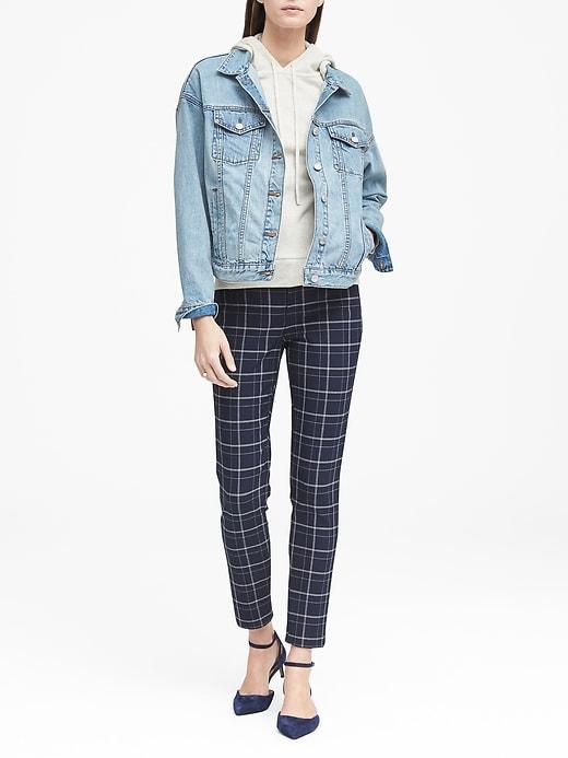 Banana Republic Womens Petite Sloan Skinny-fit Plaid Ankle Pant Navy Size 8