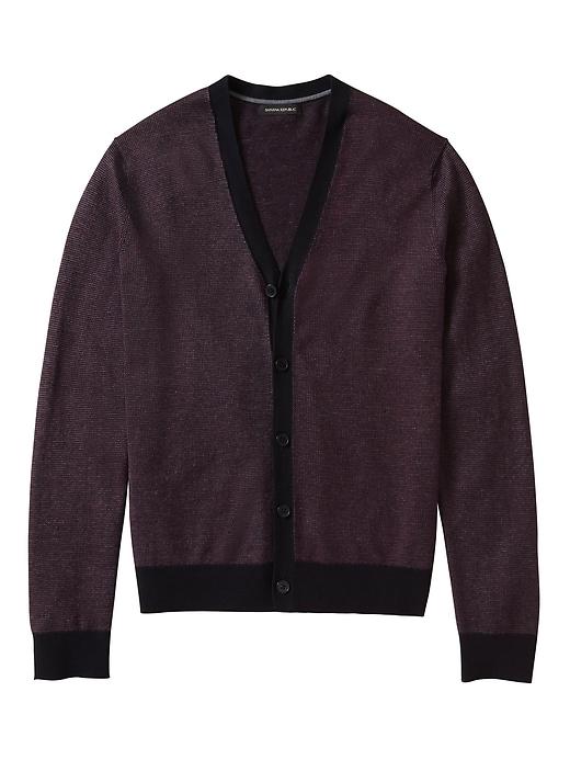 Banana Republic Mens Silk Cotton Cashmere Birdseye Cardigan - Black Rose