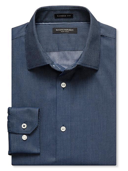 Banana Republic Mens Camden Fit Non Iron Corded Solid Shirt Size L Tall - Navy Star