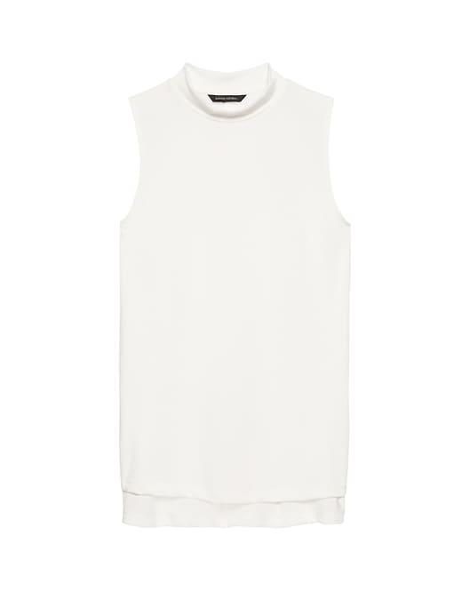 Banana Republic Womens Sandwashed Modal Blend Mock-neck Top White Size L