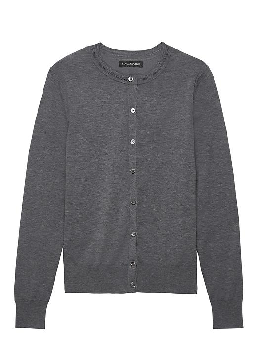 Banana Republic Womens Stretch-cotton Cardigan Sweater Heather Gray Size L
