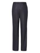 Banana Republic Mens Standard Navy Pinstripe Italian Motion-stretch Wool Suit Pant Navy Size 30w