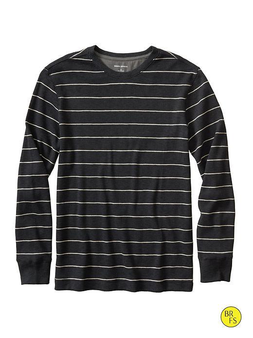 Banana Republic Mens Factory Feeder Stripe Thermal Tee Size L - Black