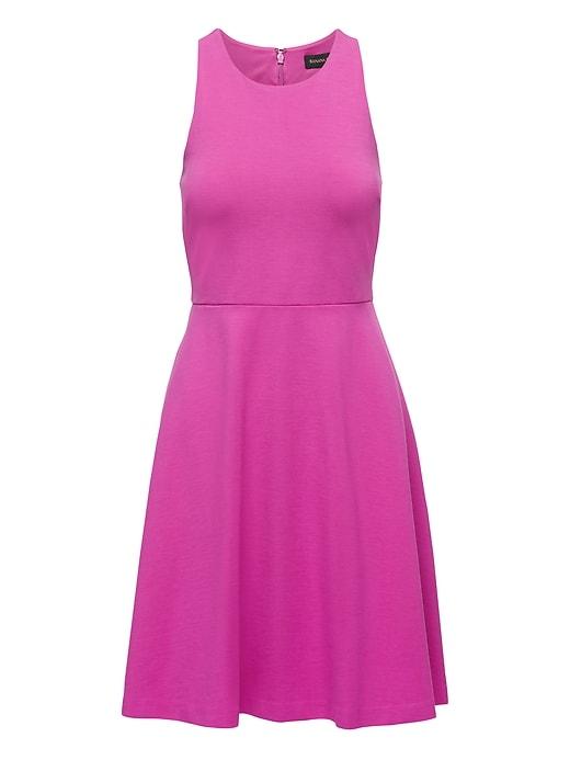 Banana Republic Womens Petite Ponte Fit-and-flare Dress Hot Bright Pink Size 10