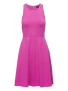 Banana Republic Womens Petite Ponte Fit-and-flare Dress Hot Bright Pink Size 10