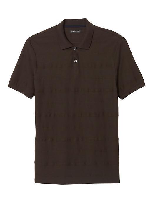 Banana Republic Mens Luxury Touch Textured Stripe Polo - Chocolate Brown
