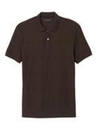 Banana Republic Mens Luxury Touch Textured Stripe Polo - Chocolate Brown