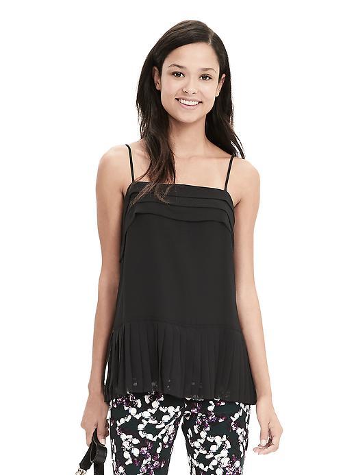 Banana Republic Pleated Chiffon Cami Size L Petite - Black