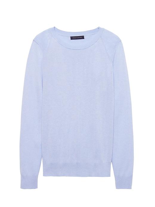 Banana Republic Womens Silk-cotton Crew-neck Sweater Heather Blue Size Xl