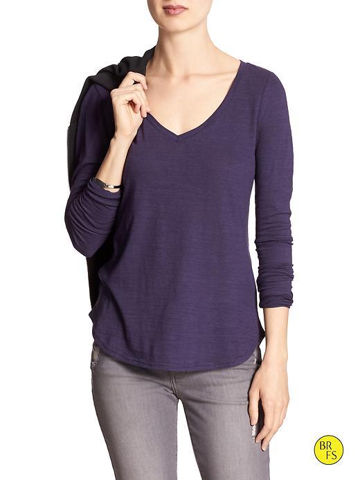 Banana Republic Factory Long Sleeve Slub Tee Size L - Blackberry Purple