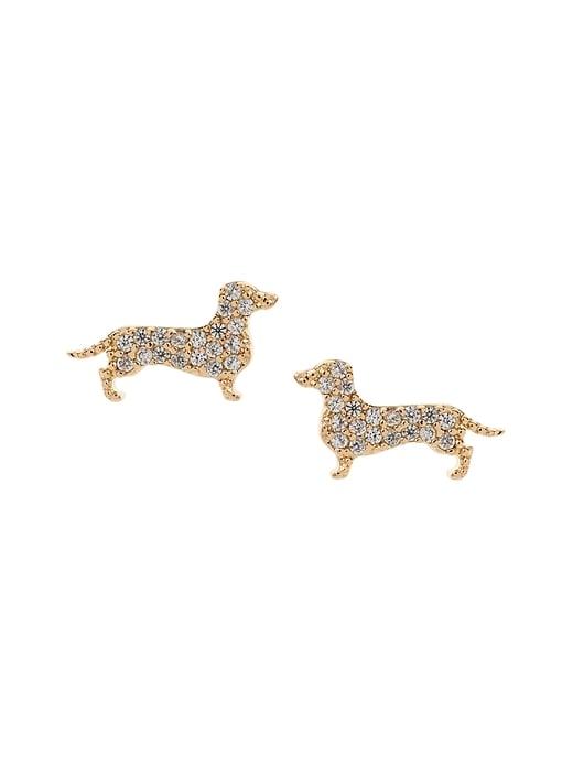 Banana Republic Womens Pave Dog Stud Earring Gold Size One Size