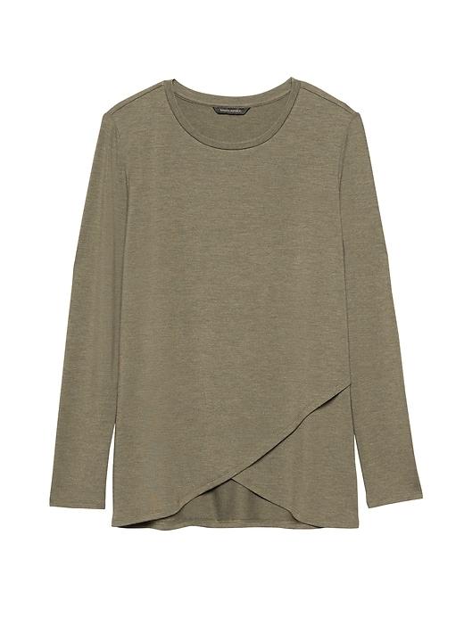 Banana Republic Womens Threadsoft Cross-front T-shirt Green Heather Size Xs