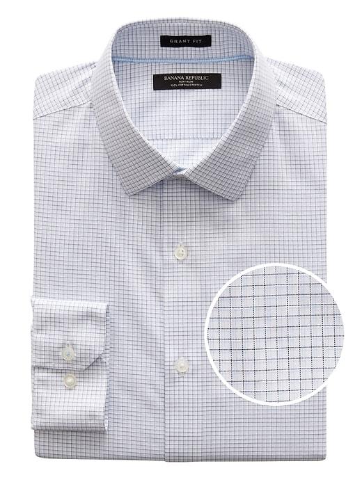 Banana Republic Mens Grant Slim-fit Non-iron Check Shirt Blue Frost Size Xxs