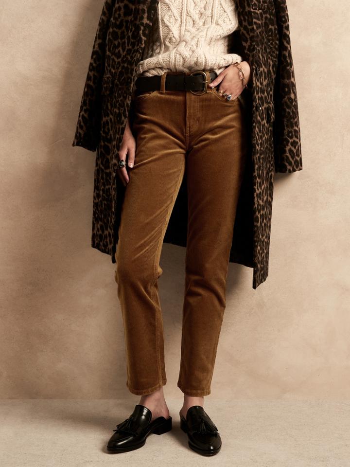 Petite High-rise Straight Corduroy Ankle Pant
