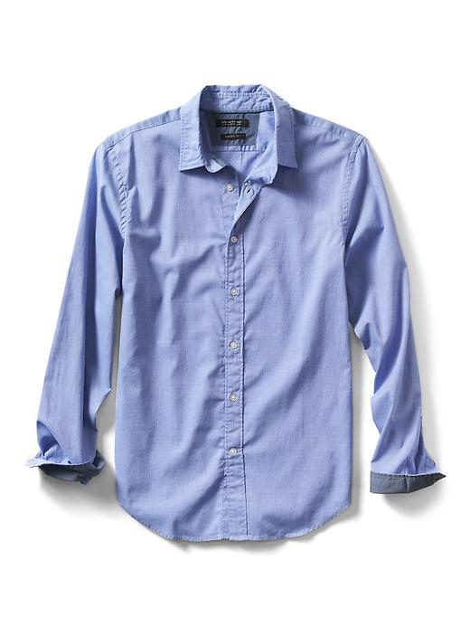 Banana Republic Mens Grant Fit Custom Wash Solid Shirt - Blue Violet