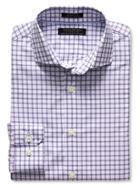 Banana Republic Mens Grant Fit Windowpane 120s Supima Cotton Shirt Size L Tall - Purple