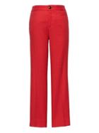 Banana Republic Womens Logan Trouser-fit Cropped Stretch Linen-cotton Pant Red Size 10