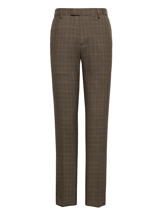 Banana Republic Mens Tapered Plaid Smart-weight Performance Wool Blend Suit Pant Brown Burlap Size 33w