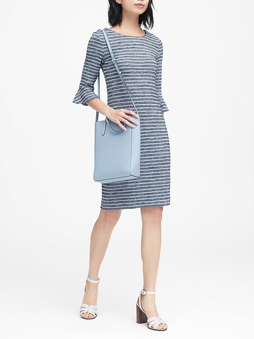 Banana Republic Womens Stripe Flutter-sleeve Dress Blue Stripe Size 0