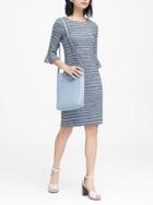 Banana Republic Womens Stripe Flutter-sleeve Dress Blue Stripe Size 0