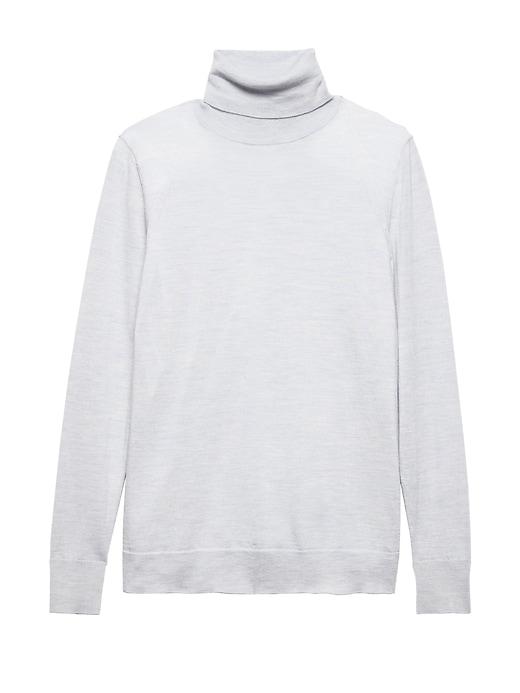Banana Republic Womens Machine-washable Merino Wool Turtleneck Sweater Heather Light Gray Size S