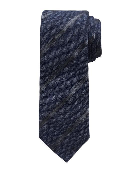 Banana Republic Mens Monogram Striped Silk/cotton Tie Size One Size - Navy