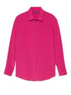 Banana Republic Womens Dillon Classic-fit Washable Silk Shirt Pop Pink Size Xs