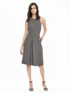 Banana Republic Womens Sleeveless Button Pleat Dress Size 0 Petite - Vintage Gray